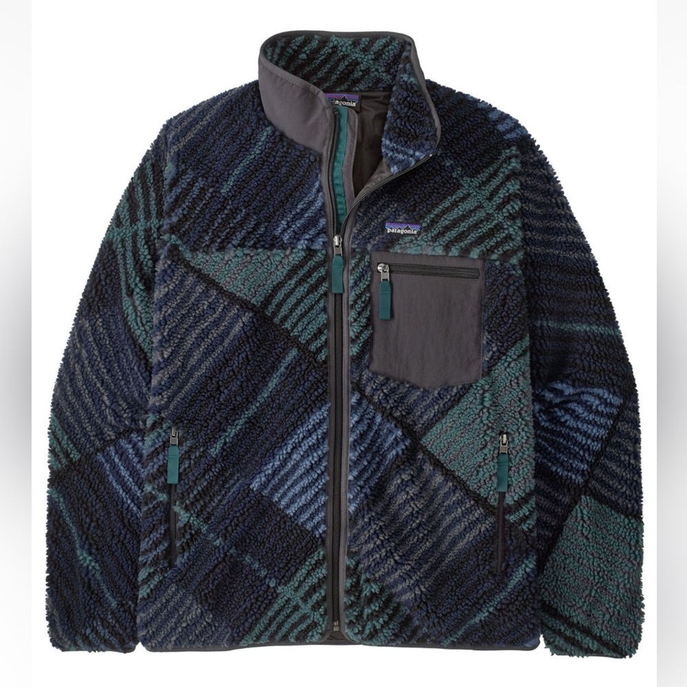 PATAGONIA Classic Retro-X Fleece Jacket Men's Size M Rainfall Quilt Ink Black